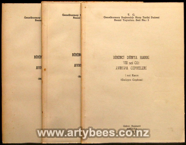 Birinci Dunya Harbi VII Nci Cilt Avrupa Cepheleri 3 Volumes (1 nci Kisim Galicya Cephesi; 2 nci Kisim Romanya Cephesi & 3 ncu Kisim Makedonya Cephesi -