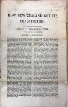 How New Zealand Got Its Constitution - Fox, William (Sir)